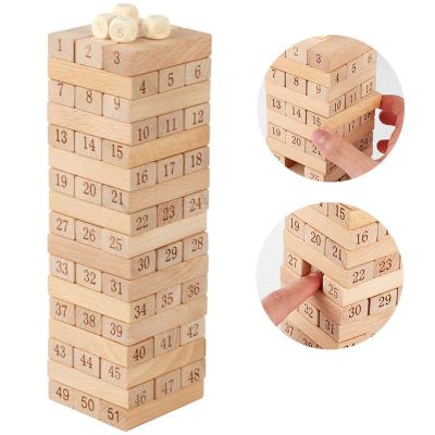 China Digital 51PCS Log Building Blocks Dominos Jenga Blocks for sale