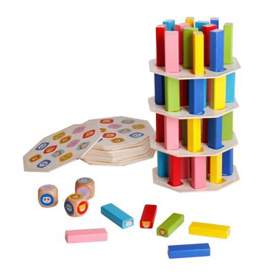 China Tower 12.5cm Automatic Domino Train Domino Wooden Blocks for sale