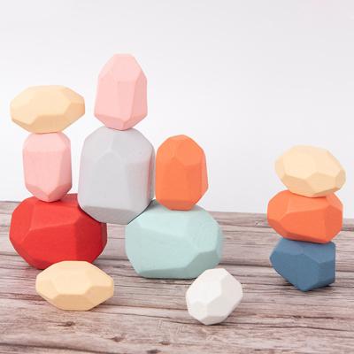 China Rocks 190g Baby Building Blocks Wooden Stones Sets Montessori for sale