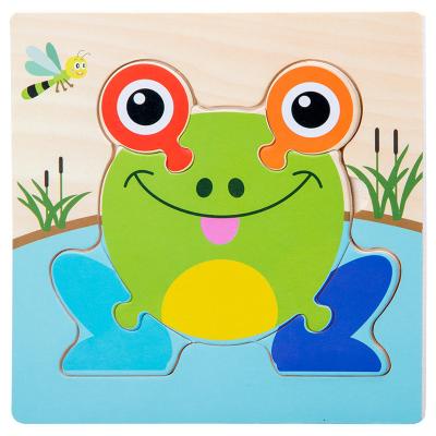 China Montessori Games Baby Toys Animals Traffic Kids 3D Puzzles Wooden Cartoon Cognition Puzzle Toy Matching for sale