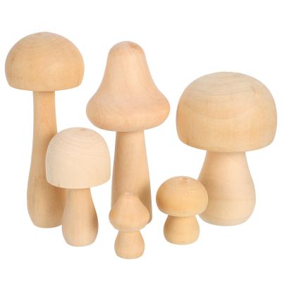 China Peg 3cm Natural Unfinished Wooden Mushroom Toys 2.55 In Children Graffiti for sale