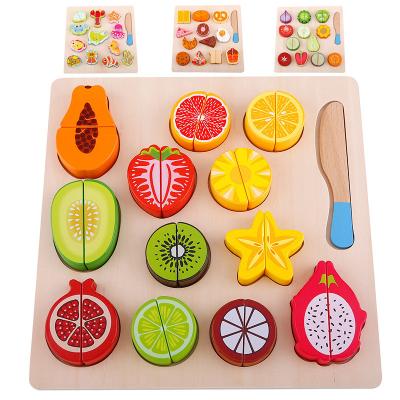 China Education 9.25in Wooden Fruit And Veg Toys Magnetic Fruit Cutting for sale