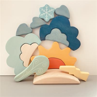 China Montessori Educational Wooden Weather Blocks For Children for sale