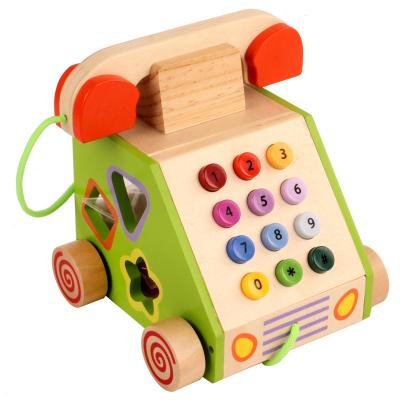 China Geometric Shape Wooden Landline Phone For Cognitive Development for sale