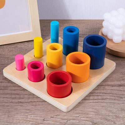 China Wooden Early Education Thinking Round Block Develop Children Intelligence Baby Coordination Square Assembled Toy for sale