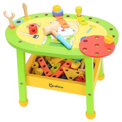 China Children'S Wooden Cartoon Bear Tool Table Puzzle Wrench Screw Nut Assembly for sale