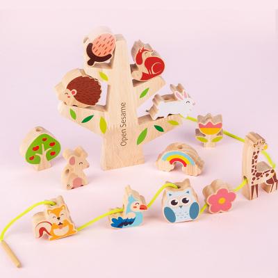 China Wooden Forest Music Animal Balanced String Beads Building Blocks Educational for sale