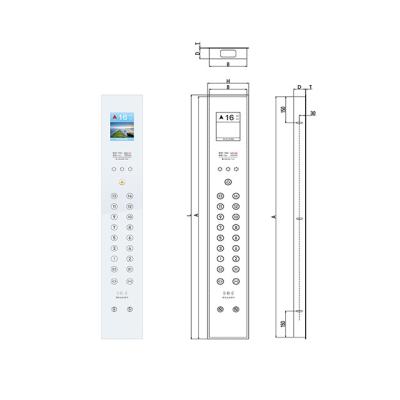 China White Glass Panel Horizontal 8 Inches TFT Display Elevator Car Operation Panel Elevator Parts Cop For Home Lift for sale