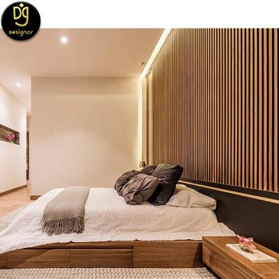 China Eco-friendly Materials Eco-friendly High Quality Hotel Building Interior Decoration Slat Panels Dg Wood Wall Panel for sale