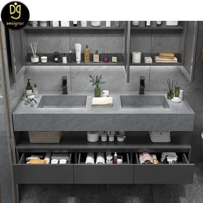 China DG Modern Vanities Double Sink Set Commercial Unit Furniture Cabinet Basin Luxury Hotel Bathroom Vanity Cabinets for sale