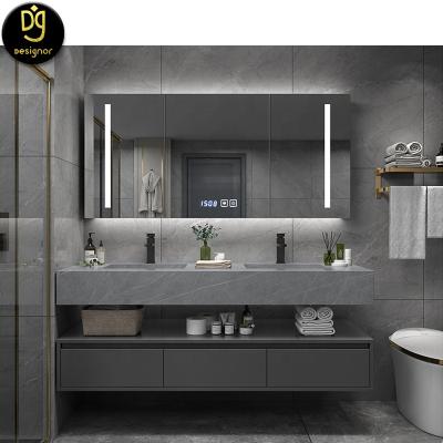 China Modern DG Living Room Full Set Square Form Cabenit Wall Mount Cabinet Hotel Furniture Marble Bathroom Sink Counter for sale