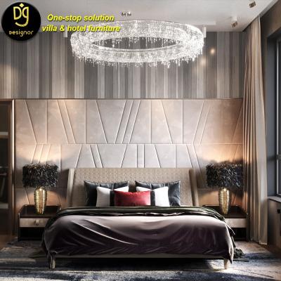 China (Other)Adjustable Modern DG Bedroom Set Upholstered King Size Hotel Bed Luxury 5 Star Hotel Bedroom Furniture Set for sale