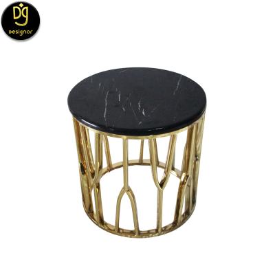 China (Size)Adjustable DG Customized Villa Furniture Living Room Stainless Steel Coffee Side Table Marble End Table for sale