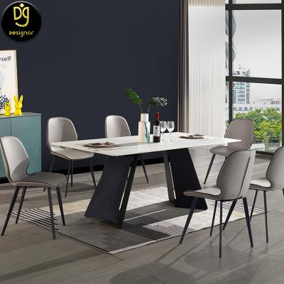 China (Other)Adjustable DG Table And Chairs For Dining Room 8 People Luxury Marble Long With 6 Seater Dining Table 6 Chairs for sale