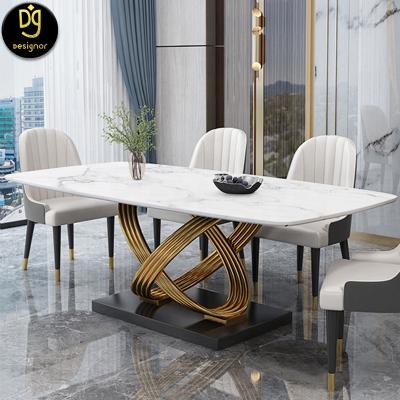 China Gray Marble Folding Dining Table (Other) Italian Gold Adjustable Modern Metal Dining Room Furniture DG Large for sale