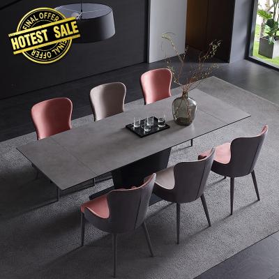 China DG Dining Room Furniture Gold Space Saving 12 Seater Adjustable Modern Solid Marble Round Top Dining Table Set (Other) for sale