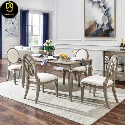 China (Other) DG Modern Designs Adjustable Dining Furniture Set With 6 Chairs Walnut Luxury Living Edge Solid Wood Dining Table for sale