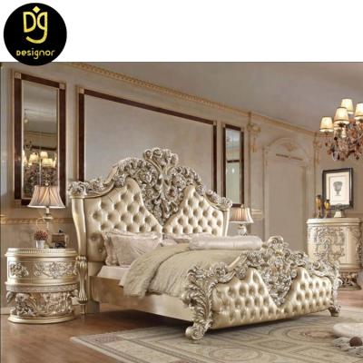 China New Designs DG201109BA1 Home Furniture Piece Set Princess Solid Wood Bed Modern Italian Luxury White Frame Luxury Double Bed for sale