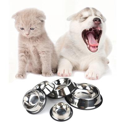 China Sustainable Hot Selling Custom Color Dog Food Water Bowls Stainless Steel Dog Bowls With Non- Rubber Base for sale