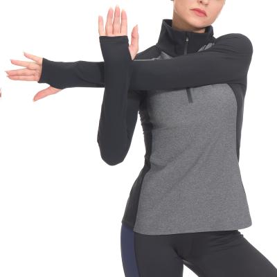 China Breathable Wholesale Women Half Thumb Hole Zipper Long Sleeves Fitness Sports Jacket for sale