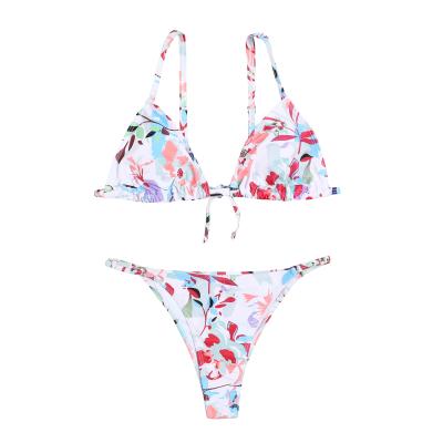 China 2021 Women Ladies Swimwear Pattern Flower Printing Breathable Bandeau Bikini for sale