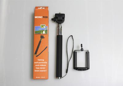 China Black Selfie Stick Monopod For Iphone 6 , Aluminum Monopod Selfie Stick Bluetooth for sale