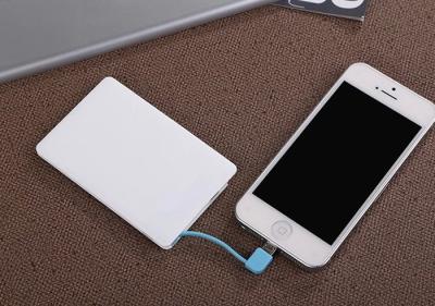 China 2500mah Cell phone High Power Gift Power Bank with Build-in Cable , Li-polymer Battery for sale