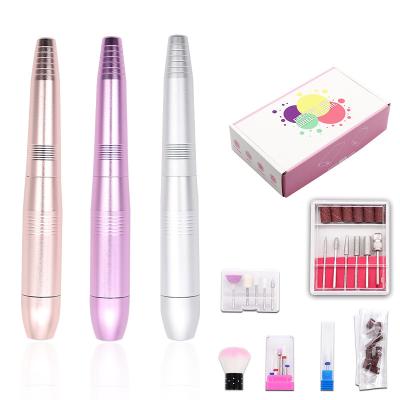 China Nail Art Drill Kit Polisher Electric Mini Battery Exfoliating Nail Pen Manicure Pedicure Tool 16.3*3.5cm for sale