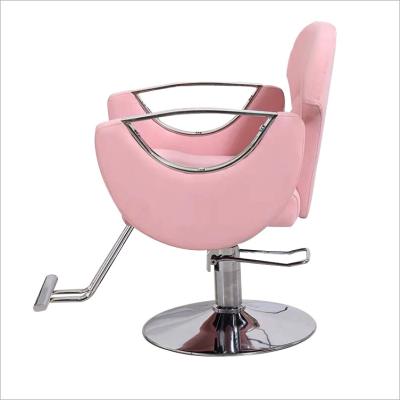 China Barber Shop Beauty Salon Hairdressing Chair Cheap Synthetic Leather Pink for sale