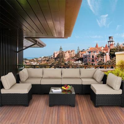 China 2022 Sectional Suite Woven Lounge Furniture Weather Resistant Hot Selling Garden Sofas Eco-Friendly\UV Resistant\Water Proof\Outdoor Rattan Patio Furniture Set for sale