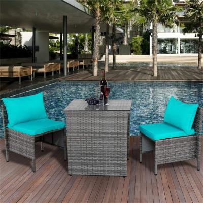 China Eco-friendly\UV Resistant\Water Proof\Hot Sale Water Proof 2 Seats 3pcs Outdoor Furniture Weather Resistant Garden Furniture Sets PE Rattan Furniture Set All Weather Dining Table for sale