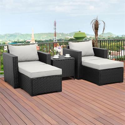 China Eco-friendly\UV Resistant\Water Proof\Weather Resistant UV Resistant Garden Sofa Set With Coffee Table Designs Outdoor Rattan Furniture 5 Pcs for sale