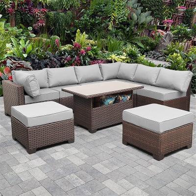 China Eco-friendly\UV Resistant\Water Proof\Weather Resistant Top Selling Outdoor Furniture Garden Sofa Set Rattan Living Room Patio Furniture Sofa Set for sale