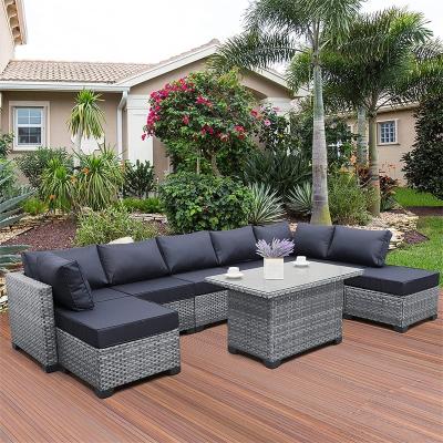 China Modern High Quality Customized All Weather Garden Sofas Rattan Lounge Set Outdoor Furniture for sale