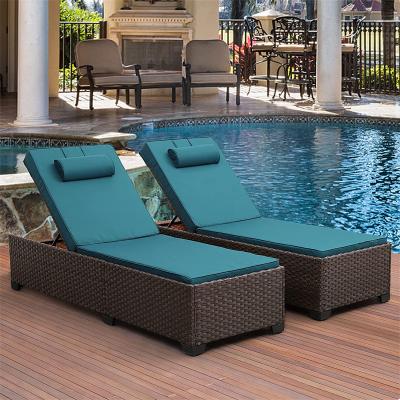 China Eco-friendly\UV Resistant\Water Proof\Outdoor Pool Rattan Chaise Lounge 2 Pcs Weather Resistant High Quality Sofa Sun Resistant for sale