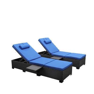 China Eco-friendly\UV Resistant\Water Proof\2 Pcs Weather Resistant Adjustable Couch Chair Hotel Pool Lounger Beach Couches for sale