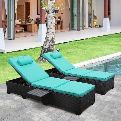 China Hot Selling 2 Pcs Weather Resistant Eco-Friendly\UV Resistant\Water Proof\Outdoor Patio Lounge Chair Pool Lounge Set Sun Rattan Amazon Weather Resistant for sale