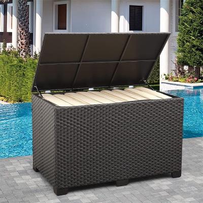 China Eco-friendly\UV Resistant\Water Proof\Weather Resistant KD Structure Factory Customize Manufacture Garden Rattan Furniture Set Outdoor Woven Storage Box for sale