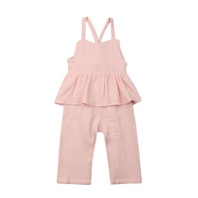 China Sweet 2022 Summer Children Wear Toddler Girls Clothes Overalls With Wide Leg Pants for sale