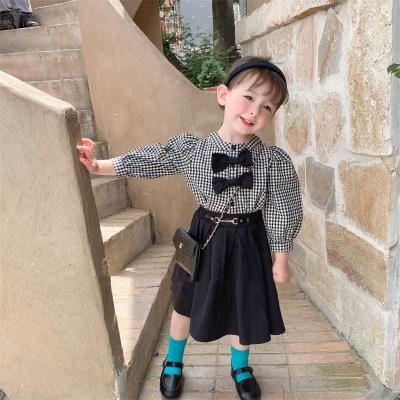 China 2021 Stylish Children Outfits Kids Autumn Plaid Tops Shirts Skirts Baby Clothes Fashion Casual Spring Set Outfits Clothes For Girls for sale