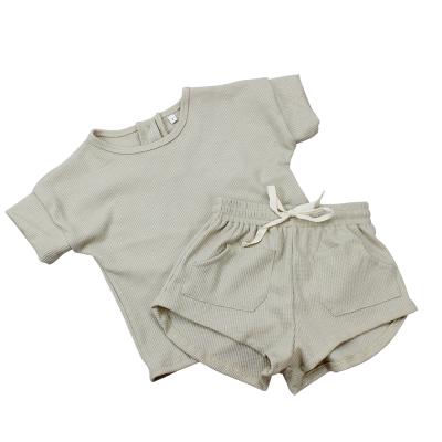 China Misani Skin-Friendly Organic Cotton Shorts Sleeves Summer Kids Baby 2pcs Clothing Sets 2 To 10 Years Old Boys Set for sale