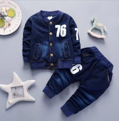 China 76 Long Sleeves Jeans 2pcs Private Label Boutique Kid Casual Hot Selling Boy Clothing Sets for sale