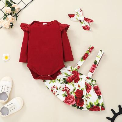 China 2021 New Luxury Newborn Kid Baby Clothes Long Sleeve Romper Autumn 3 Piece Baby Outfit Baby Clothes Sets for sale