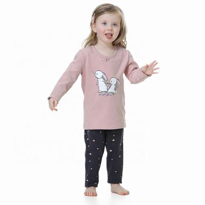 China Breathable Wholesale Custom Home Clothes Children Sleepwear Bunny Print Cotton Kids Pajamas Set for sale