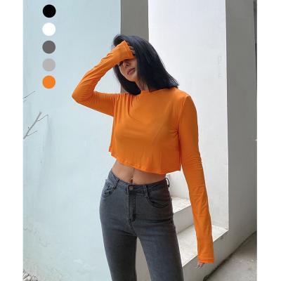 China 2021 New Design Breathable Fashionable Casual Ladies Long Sleeve T Shirts Women Tops for sale