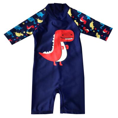 China Kids Sunscreen Breathable UV Protected One Piece Swimsuit With Red Dinosaur Cartoon for sale