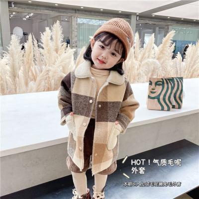 China Sustainable Plaid Winter Kids Fall Clothing Girls Long Sleeve Coats Jacket Kids Girl's Warm Plush Jacket for sale