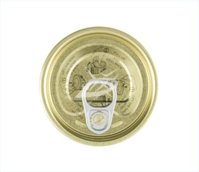 China Non Spill Easy Open End 211# Inside Gold +Organosol Outside Gold With Open Instruction For Round Tin Can With High Quality Ni And BPA for sale