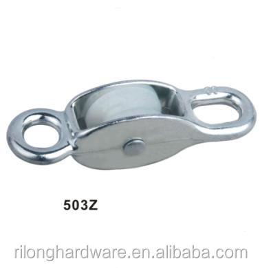 China Marine and Boat Hardware Model 503Z Fit Nylon Single Wheel Nickel Plating Double Eye Zinc Alloy Pulleys for sale