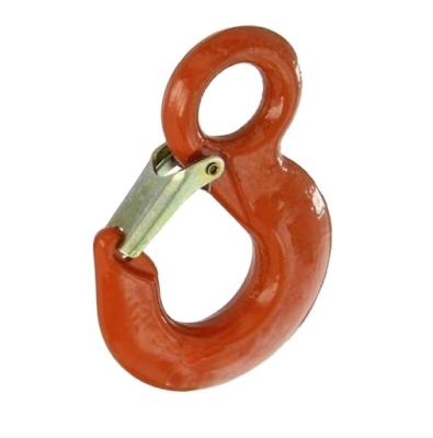 China Heavy Industry US Type Forged Carbon Steel Eye Crane Hook With Integrated Latch for sale